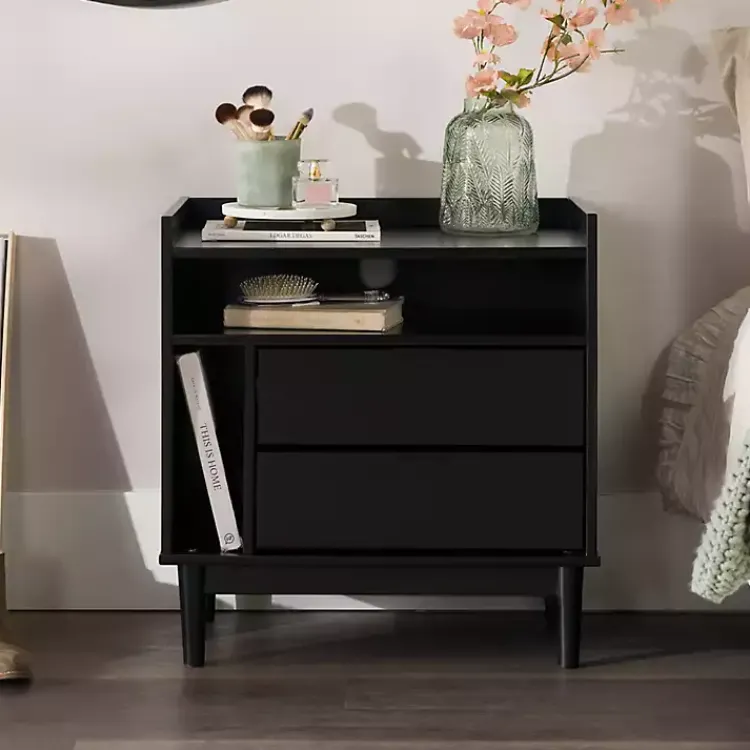 Kirklands Home Modern Frame Wood Nightstand Black New