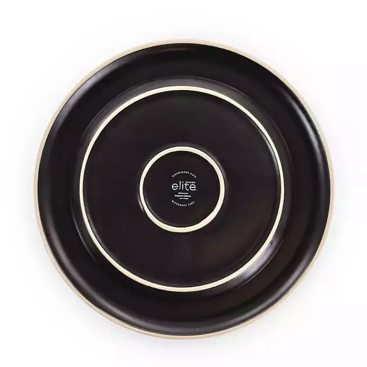 Kirklands Home Modern Stoneware 16-pc. Dinnerware Set Black New