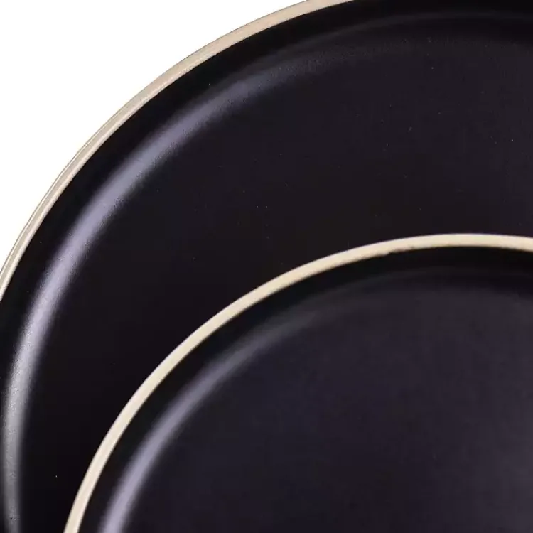 Kirklands Home Modern Stoneware 16-pc. Dinnerware Set Black New