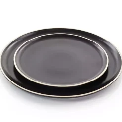 Kirklands Home Modern Stoneware 16-pc. Dinnerware Set Black New