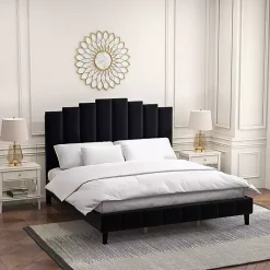 Kirklands Home Modern Tufted Platform King Bed Black Clearance