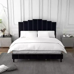 Kirklands Home Modern Tufted Platform King Bed Black Clearance