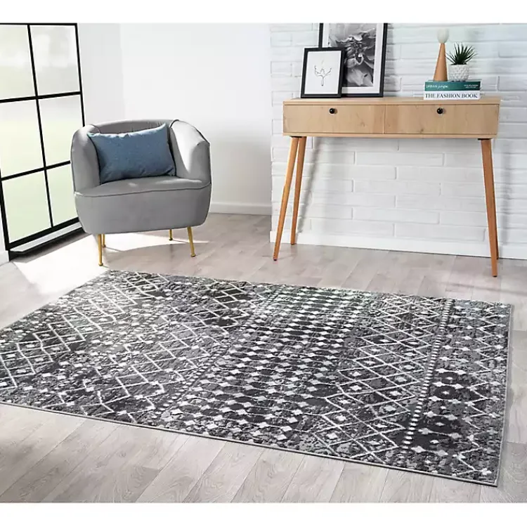 Kirklands Home Moroccan Area Rug, 8x10 Black Outlet