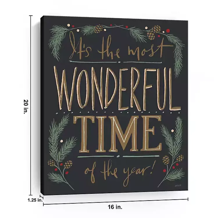 Christmas Art & Wall Decor>Kirklands Home Most Wonderful Time Canvas Art Print Black
