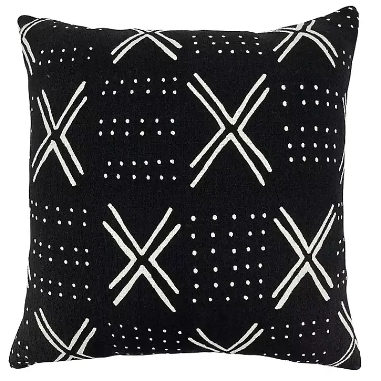 Pillows>Kirklands Home Black Mudcloth Cotton Throw Pillow