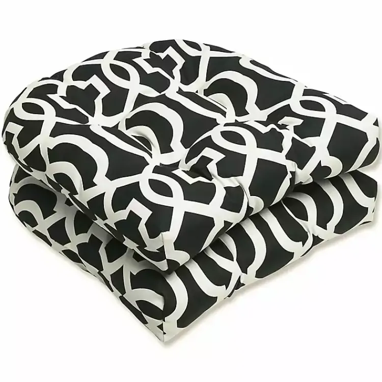 Kirklands Home Black New Geometric 2-pc. Wicker Chair Cushion Set Hot