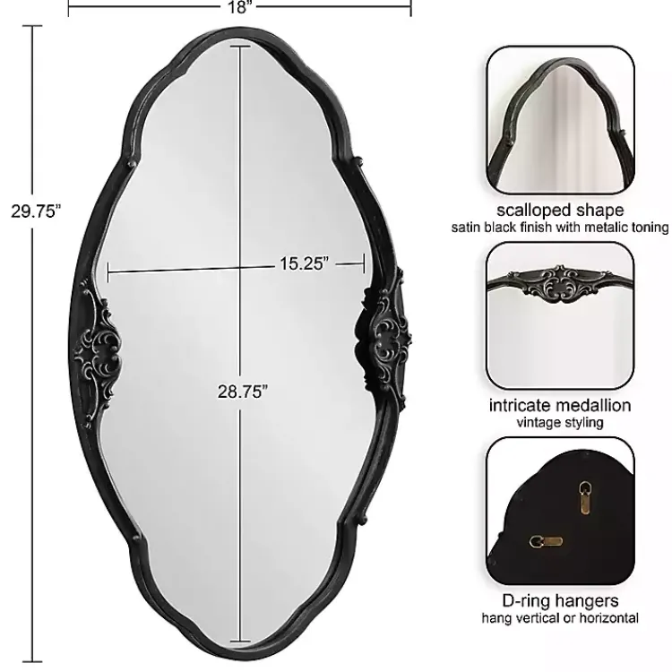 Kirklands Home Black Novella Baroque Wall Mirror Clearance