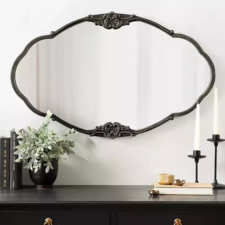 Kirklands Home Black Novella Baroque Wall Mirror Clearance