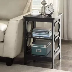 Kirklands Home Octagon 2-Shelf Accent Table Black Sale