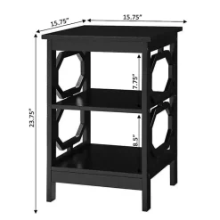 Kirklands Home Octagon 2-Shelf Accent Table Black Sale