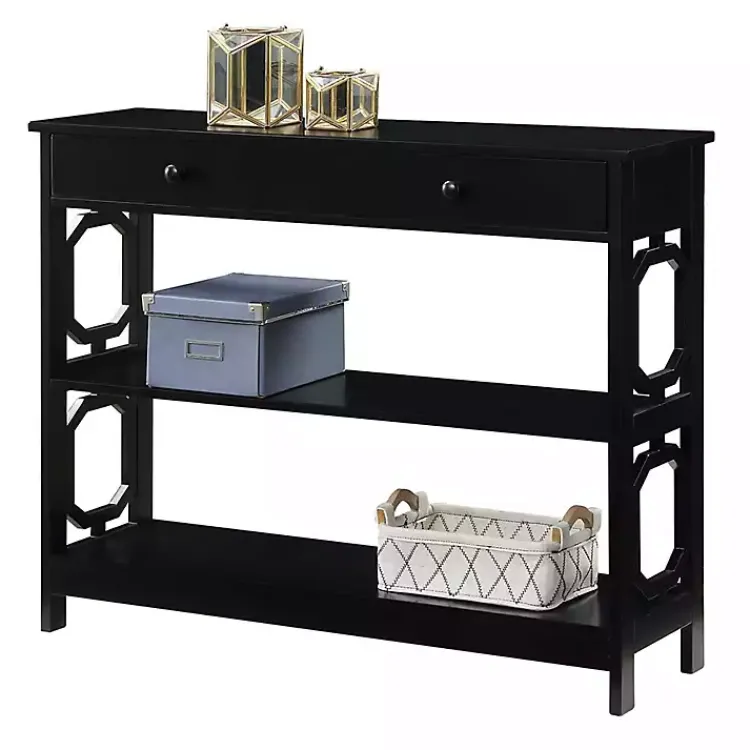 Kirklands Home Octagon 2-Shelf Console Table Black Clearance