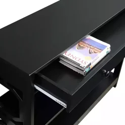 Kirklands Home Octagon 2-Shelf Console Table Black Clearance