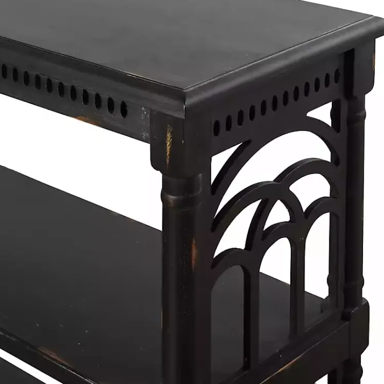 Kirklands Home Open Shelf Cathedral Ends Console Table Black Outlet