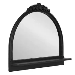 Kirklands Home Black Ornate Arch Wall Mirror with Shelf New
