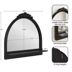Kirklands Home Black Ornate Arch Wall Mirror with Shelf New