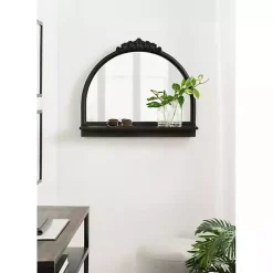 Kirklands Home Black Ornate Arch Wall Mirror with Shelf New