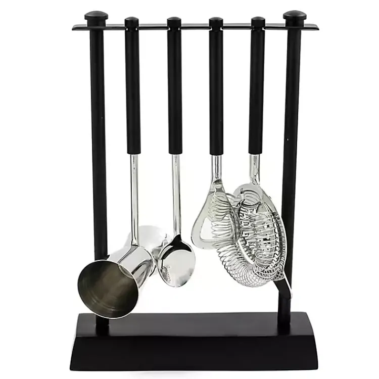 Kirklands Home 4-pc. Bar Tool Set with Stand Black Clearance