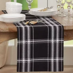 Kirklands Home Plaid Cotton Table Runner, 72 in. Black Sale