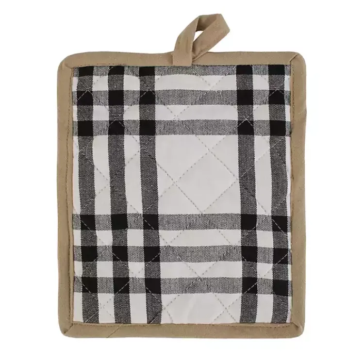 Kirklands Home Black Plaid Eat Drink Enjoy 4-pc. Dish Towel Set New