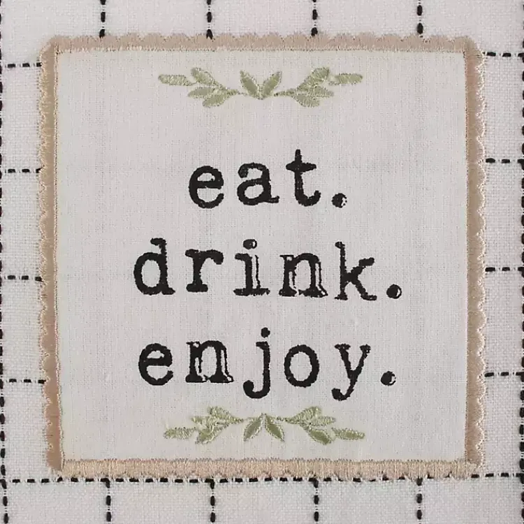 Kirklands Home Black Plaid Eat Drink Enjoy 4-pc. Dish Towel Set New