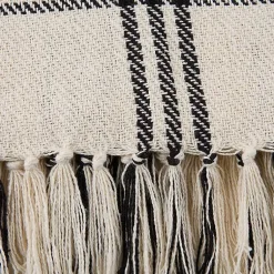 Blankets & Throws>Kirklands Home Plaid Fringe Throw Black