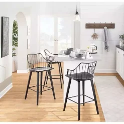 Kirklands Home Poplar Wood Swivel Counter Stool Black Best