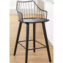 Kirklands Home Poplar Wood Swivel Counter Stool Black Best