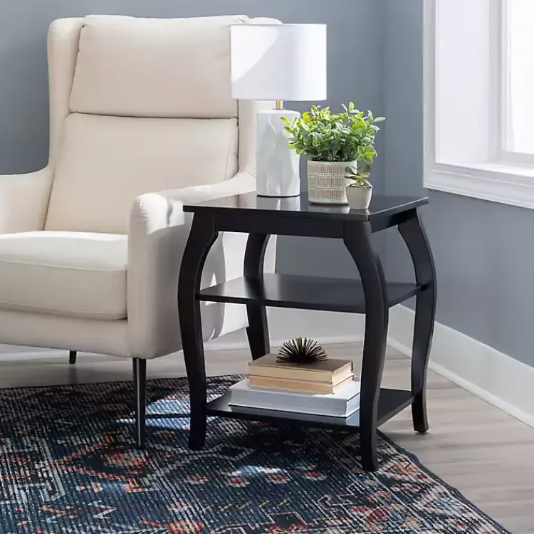 Kirklands Home Prismatic Wood Accent Table Black New