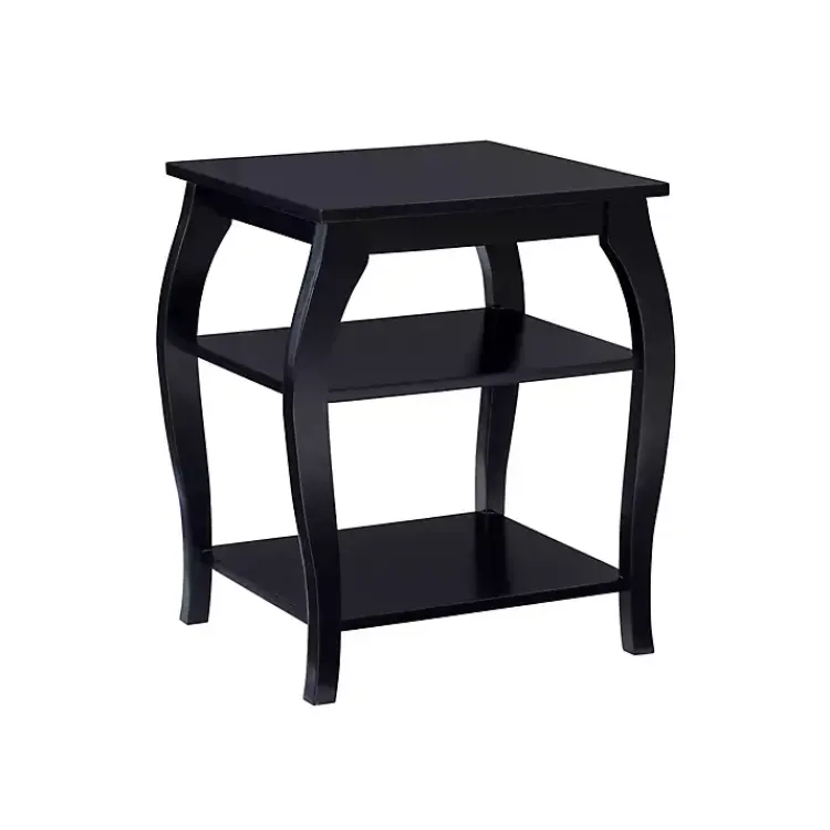 Kirklands Home Prismatic Wood Accent Table Black New