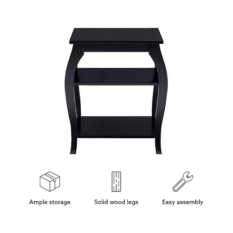 Kirklands Home Prismatic Wood Accent Table Black New