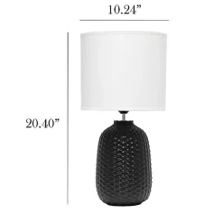Kirklands Home Purled Ceramic Table Lamp Black New