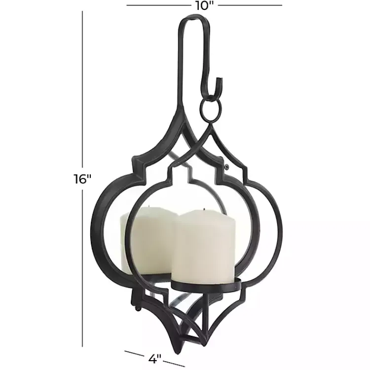 Sconces>Kirklands Home Quatrefoil Mirrored Wall Sconce Black