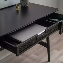 Kirklands Home Rattan Ryker Desk Black