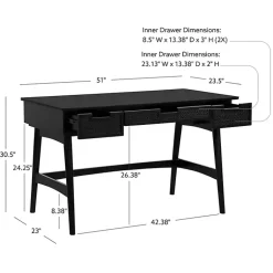 Kirklands Home Rattan Ryker Desk Black