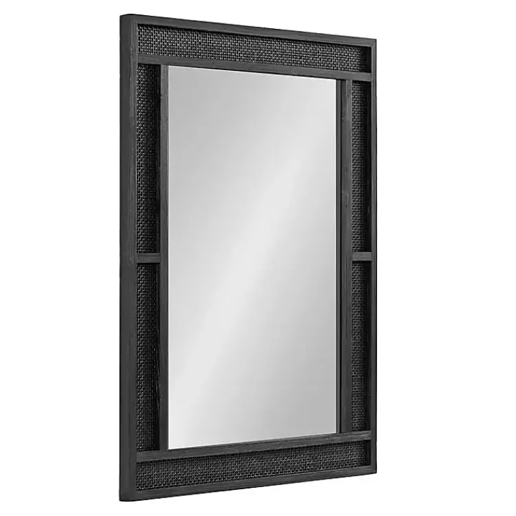 Kirklands Home Rattan Textured Rectangle Wall Mirror Black Discount