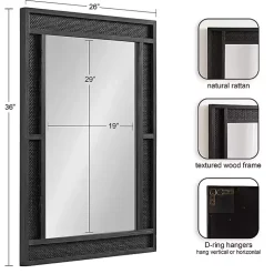 Kirklands Home Rattan Textured Rectangle Wall Mirror Black Discount