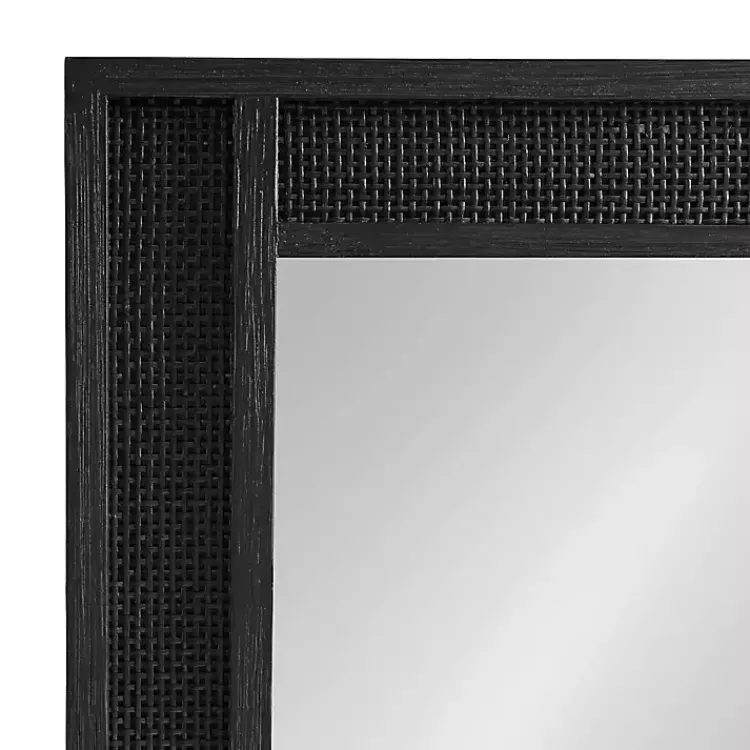 Kirklands Home Rattan Textured Rectangle Wall Mirror Black Discount
