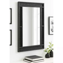 Kirklands Home Rattan Textured Rectangle Wall Mirror Black Discount