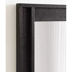 Kirklands Home Rattan Textured Rectangle Wall Mirror Black Discount