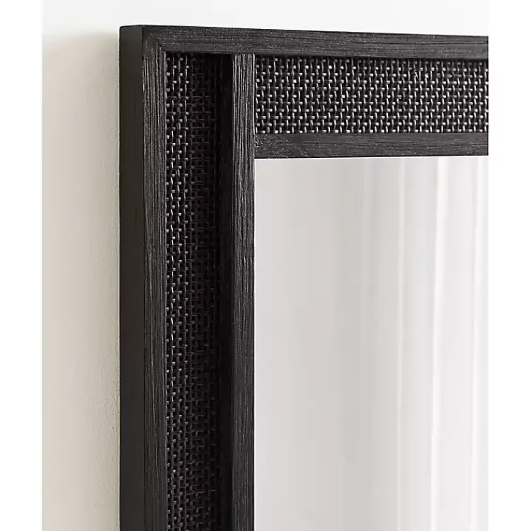 Kirklands Home Rattan Textured Rectangle Wall Mirror Black Discount