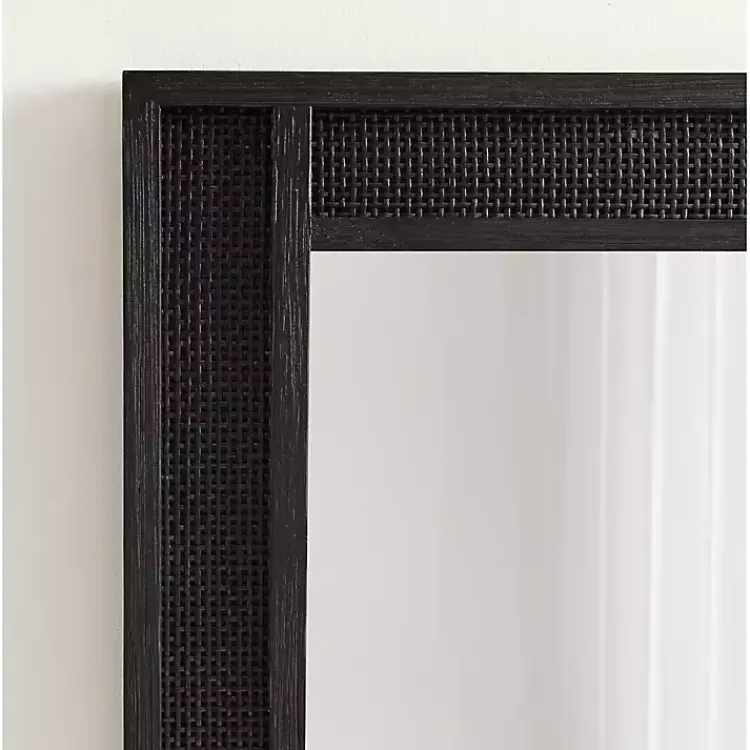 Kirklands Home Rattan Textured Rectangle Wall Mirror Black Discount