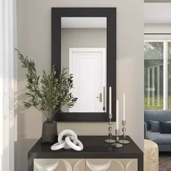 Kirklands Home Black Rectangular Wood Wall Mirror, 24x42 in. Online