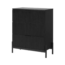 Kirklands Home Reeded 3-Drawer Dresser Black Outlet
