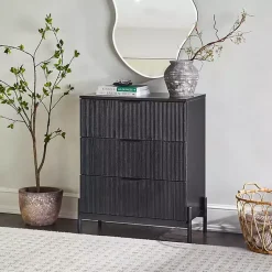 Kirklands Home Reeded 3-Drawer Dresser Black Outlet