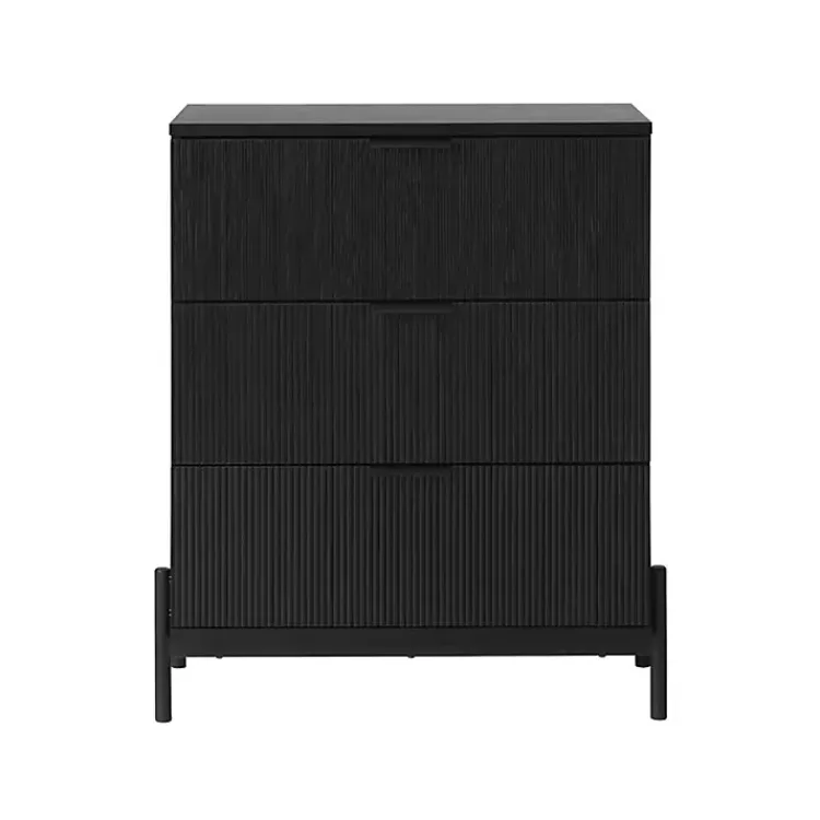 Kirklands Home Reeded 3-Drawer Dresser Black Outlet