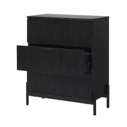 Kirklands Home Reeded 3-Drawer Dresser Black Outlet