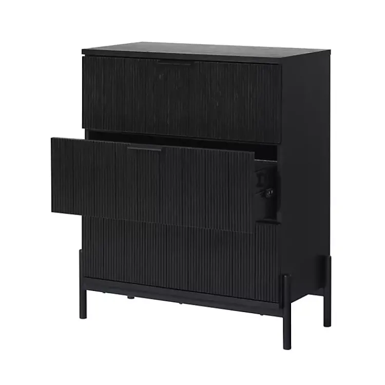 Kirklands Home Reeded 3-Drawer Dresser Black Outlet