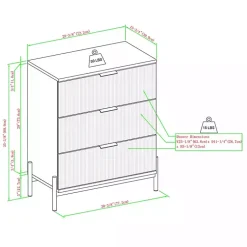 Kirklands Home Reeded 3-Drawer Dresser Black Outlet