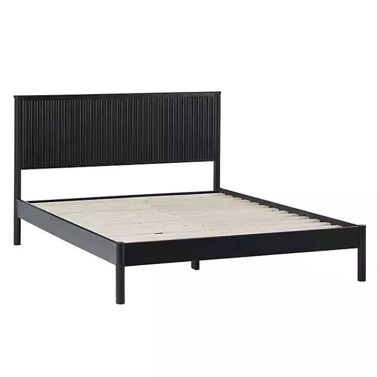 Kirklands Home Reeded Headboard Queen Bed Black Clearance