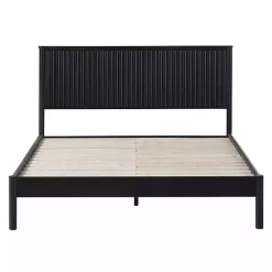 Kirklands Home Reeded Headboard Queen Bed Black Clearance